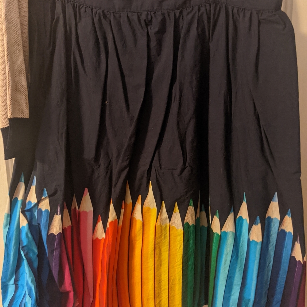 Modcloth Colored Pencil Cotton A-Line Pocket Skirt